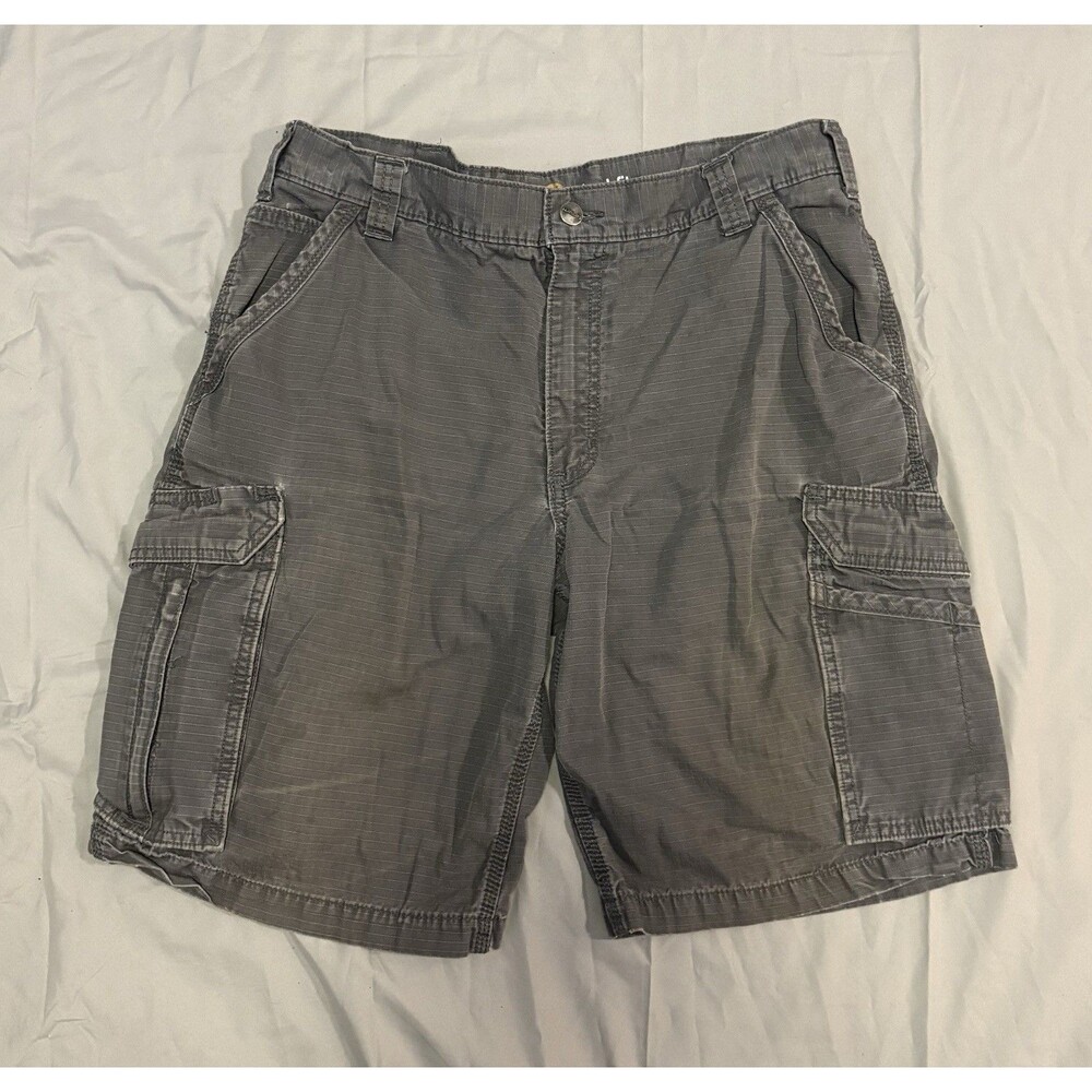 Carhartt Force Cargo Shorts Mens 36 Gray Ripstop Canvas Zip Pocket Relaxed Fit